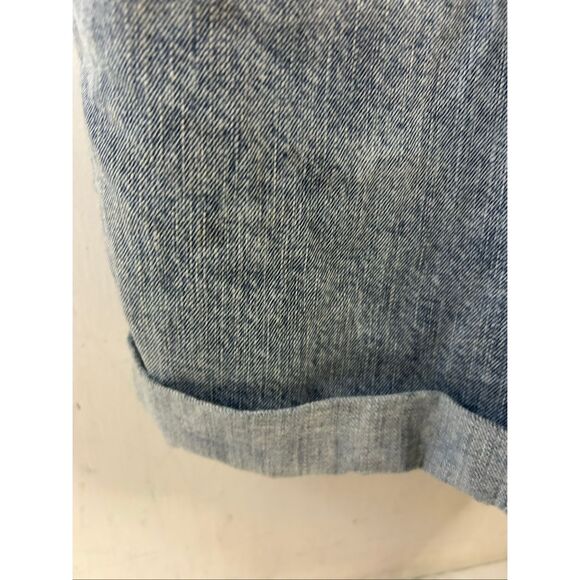 Gap Denim Small S shortall overalls rolled hems metal buttons rn#54023 - Picture 4 of 9